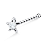 Ribbon Flower Silver Bone Nose Stud NSKD-704